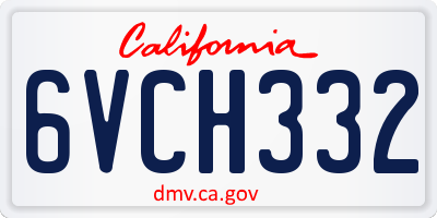 CA license plate 6VCH332