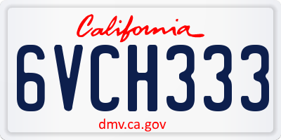 CA license plate 6VCH333