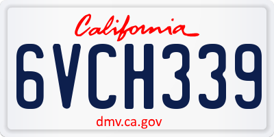 CA license plate 6VCH339