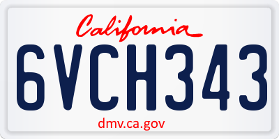 CA license plate 6VCH343