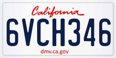 CA license plate 6VCH346