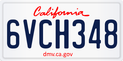 CA license plate 6VCH348