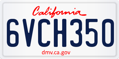 CA license plate 6VCH350