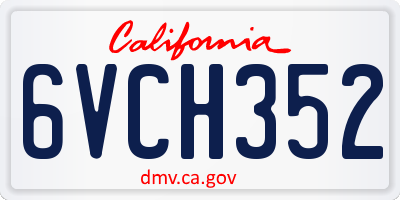 CA license plate 6VCH352