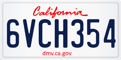 CA license plate 6VCH354