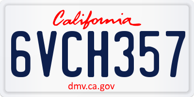 CA license plate 6VCH357
