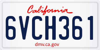 CA license plate 6VCH361