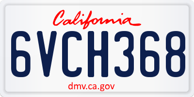 CA license plate 6VCH368