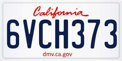CA license plate 6VCH373
