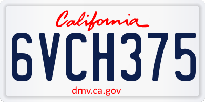 CA license plate 6VCH375