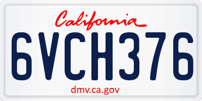 CA license plate 6VCH376