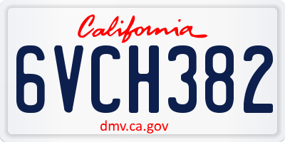 CA license plate 6VCH382