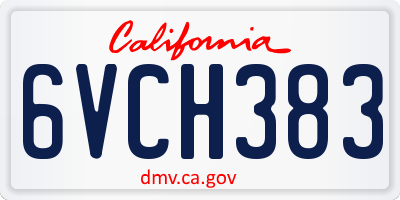 CA license plate 6VCH383