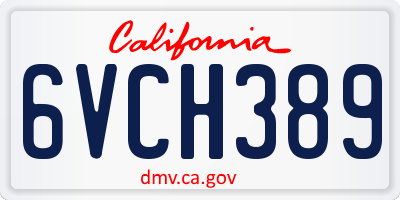 CA license plate 6VCH389