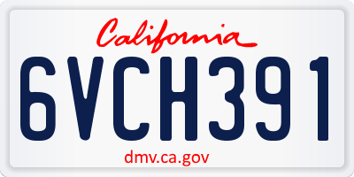 CA license plate 6VCH391