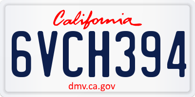 CA license plate 6VCH394