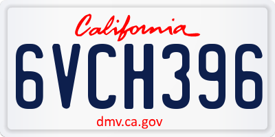 CA license plate 6VCH396