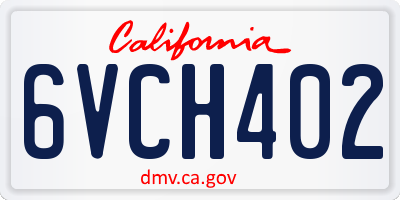 CA license plate 6VCH402