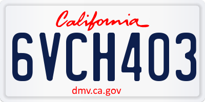 CA license plate 6VCH403