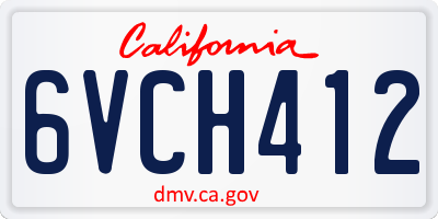 CA license plate 6VCH412