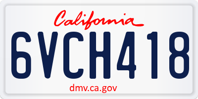 CA license plate 6VCH418