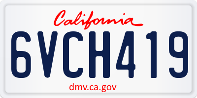 CA license plate 6VCH419