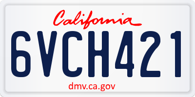 CA license plate 6VCH421