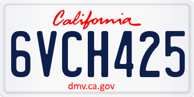 CA license plate 6VCH425