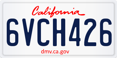 CA license plate 6VCH426
