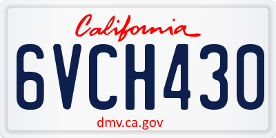 CA license plate 6VCH430