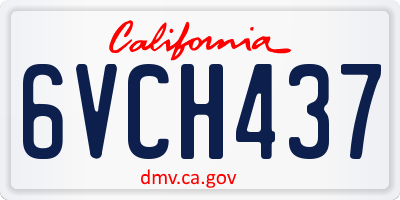 CA license plate 6VCH437