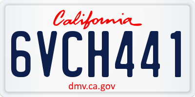 CA license plate 6VCH441