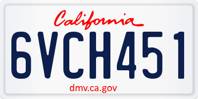 CA license plate 6VCH451