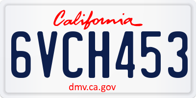 CA license plate 6VCH453