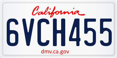 CA license plate 6VCH455