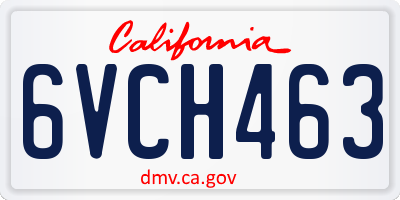 CA license plate 6VCH463