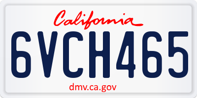 CA license plate 6VCH465