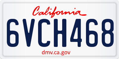 CA license plate 6VCH468