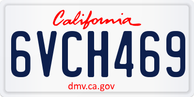 CA license plate 6VCH469