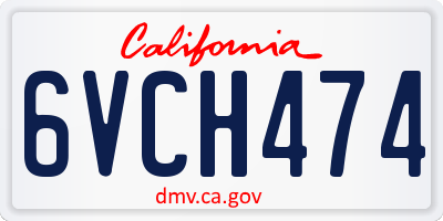 CA license plate 6VCH474