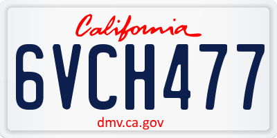 CA license plate 6VCH477