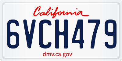 CA license plate 6VCH479
