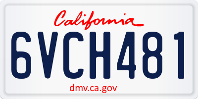 CA license plate 6VCH481