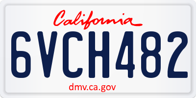 CA license plate 6VCH482