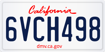CA license plate 6VCH498