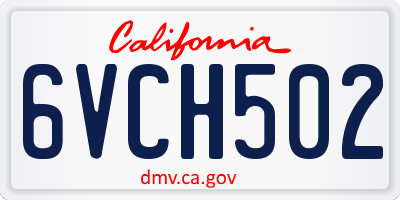 CA license plate 6VCH502