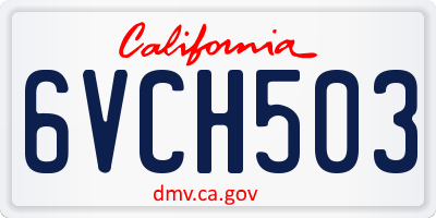 CA license plate 6VCH503
