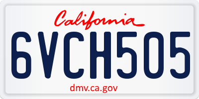 CA license plate 6VCH505
