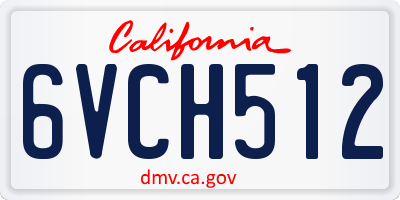 CA license plate 6VCH512