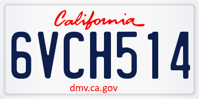 CA license plate 6VCH514